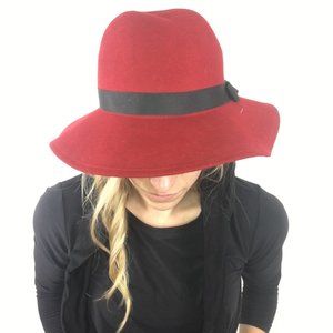 Vintage Lancaster 100% Wool Women's Red Hat Ribbon